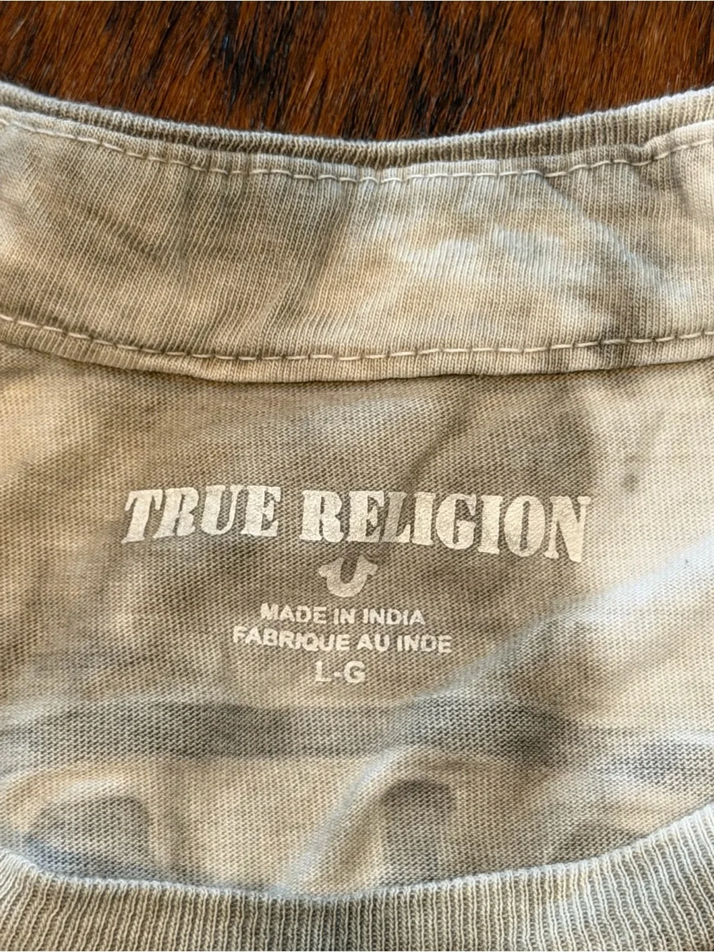 TRUE RELIGION Grey Tie Dye OUTLAWS Short Sleeve Designer Graphic T-shirt Size L